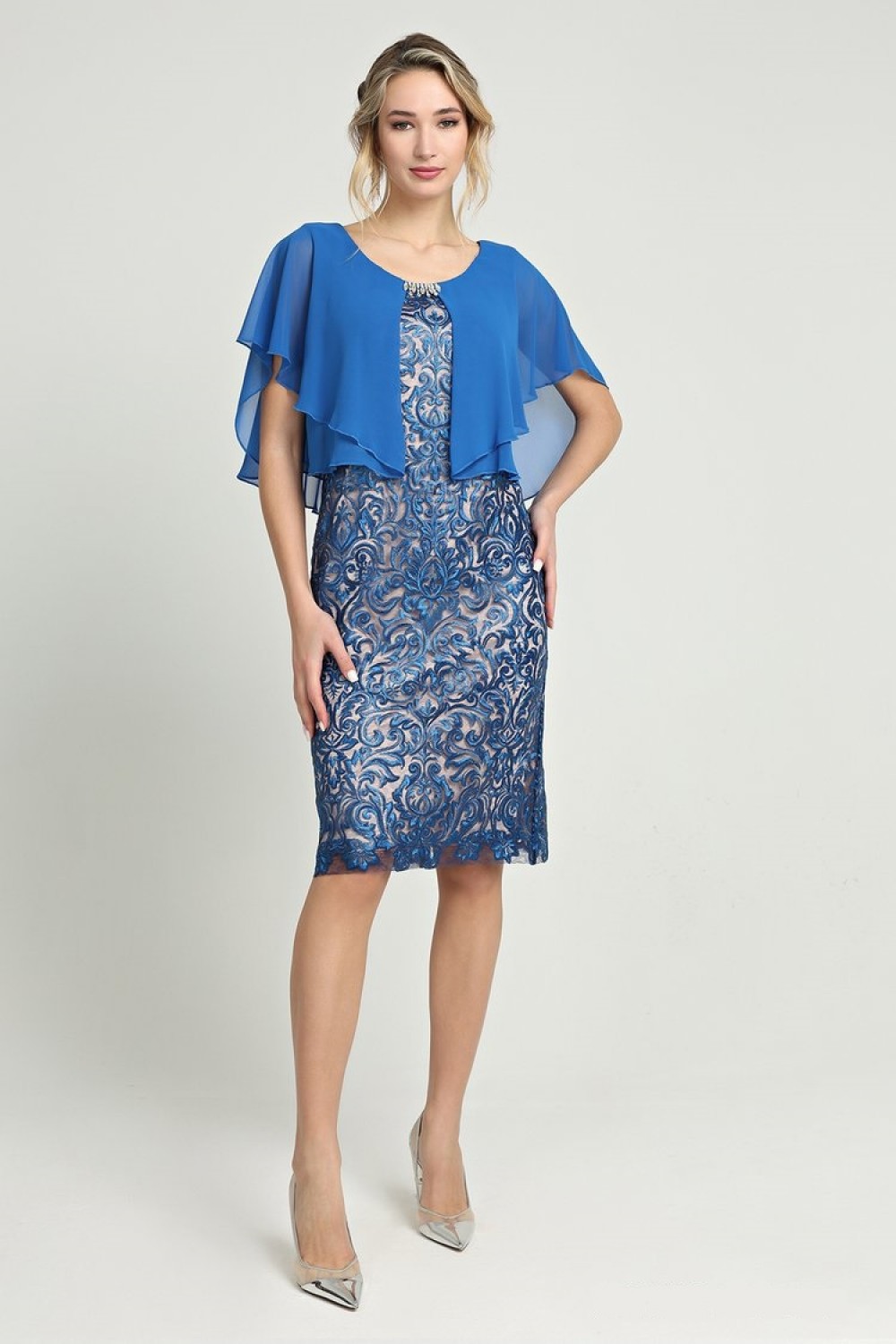 Φόρεμα γαλάζιο με ενσωματωμένο μπολερό Φορέματα