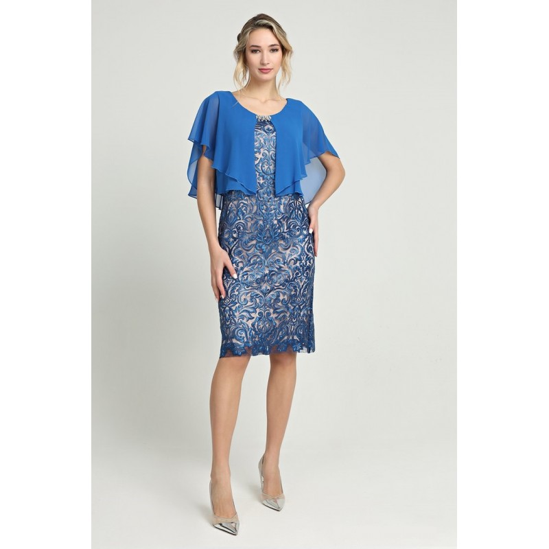 Φόρεμα γαλάζιο με ενσωματωμένο μπολερό