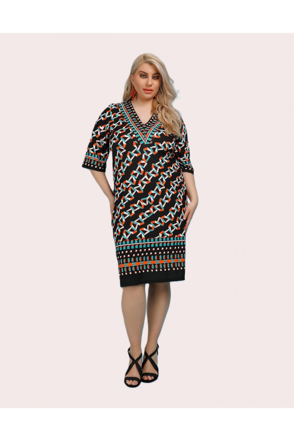 Φόρεμα εμπριμέ DinaXL Μεγάλα Μεγέθη