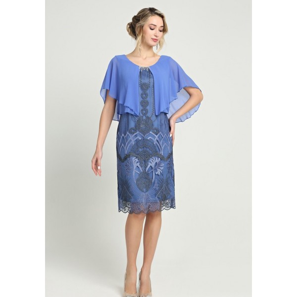 Φόρεμα γαλάζιο δαντέλα με ενσωματωμένο μπολερό  Φορέματα