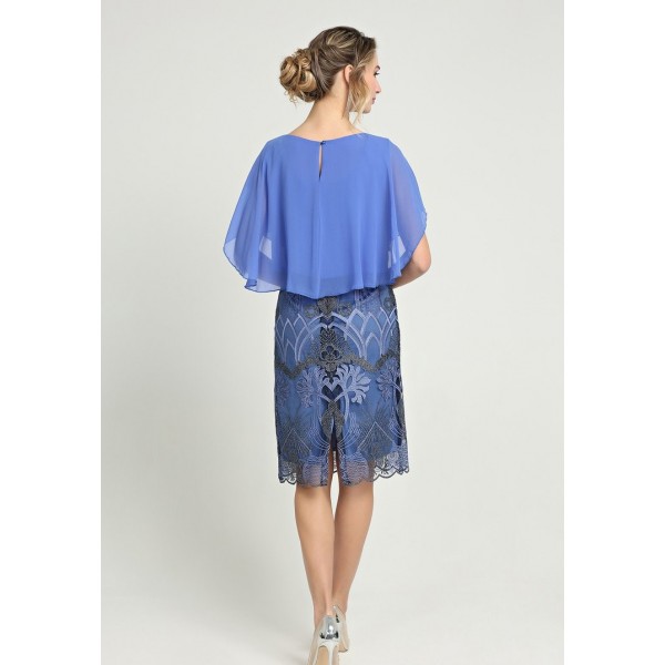 Φόρεμα γαλάζιο δαντέλα με ενσωματωμένο μπολερό  Φορέματα