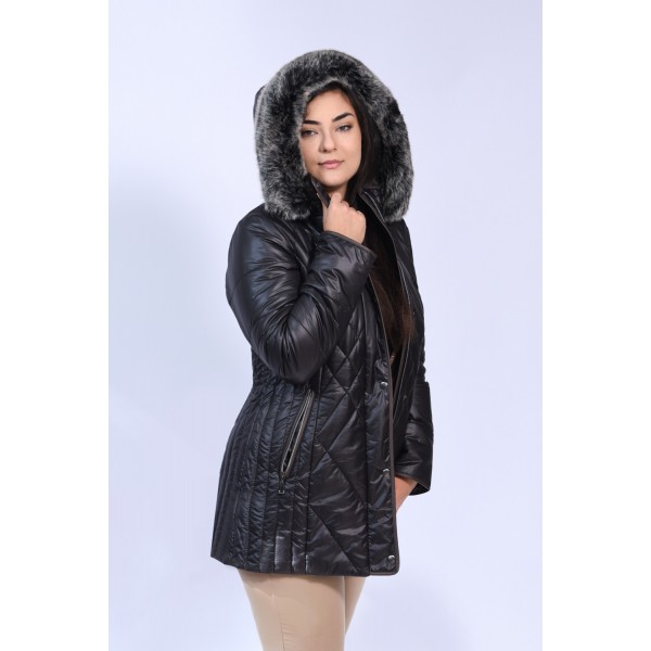 Μπουφάν μαύρο MicroCoat Μεγάλα Μεγέθη