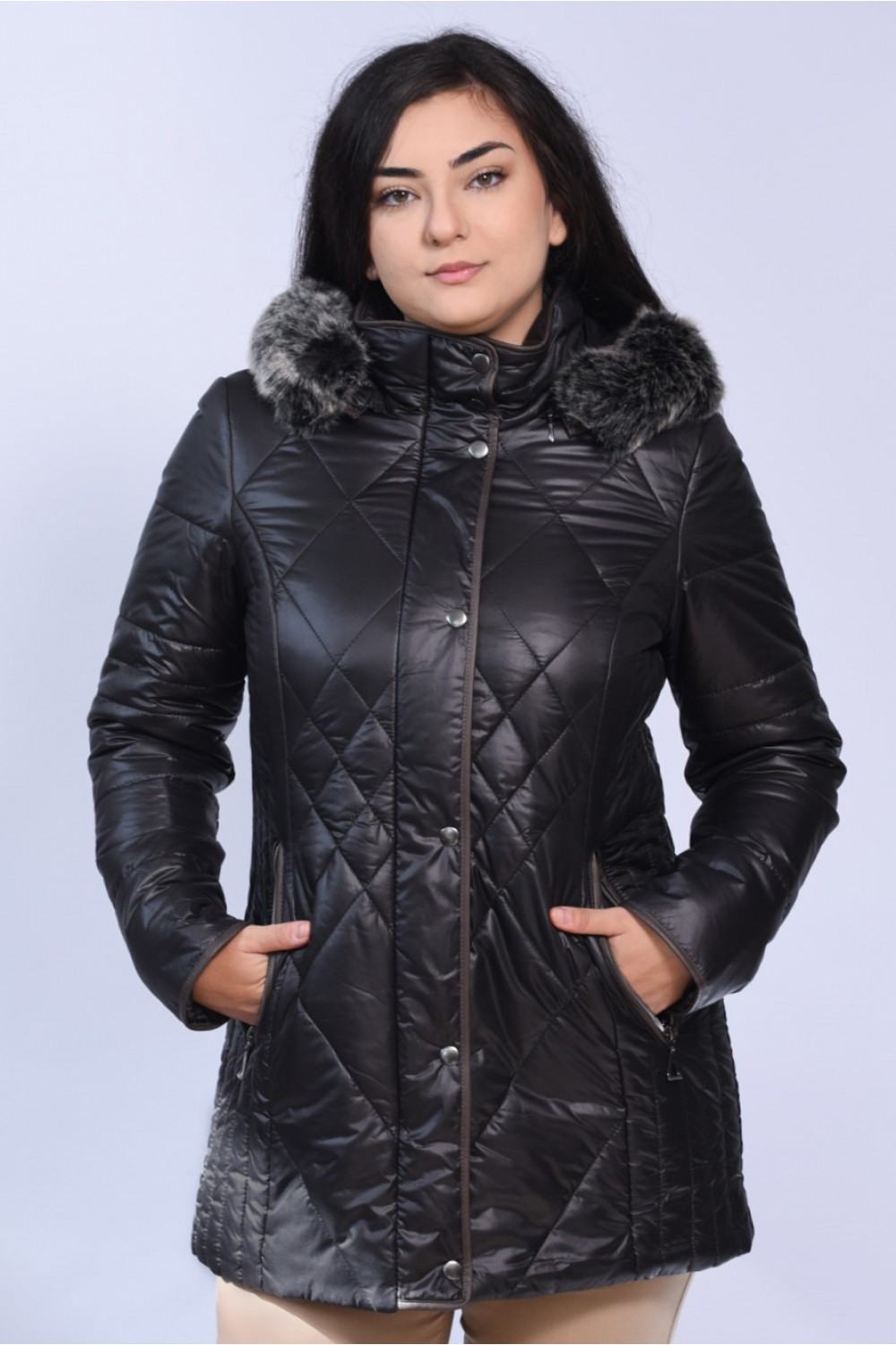 Μπουφάν μαύρο MicroCoat Μεγάλα Μεγέθη