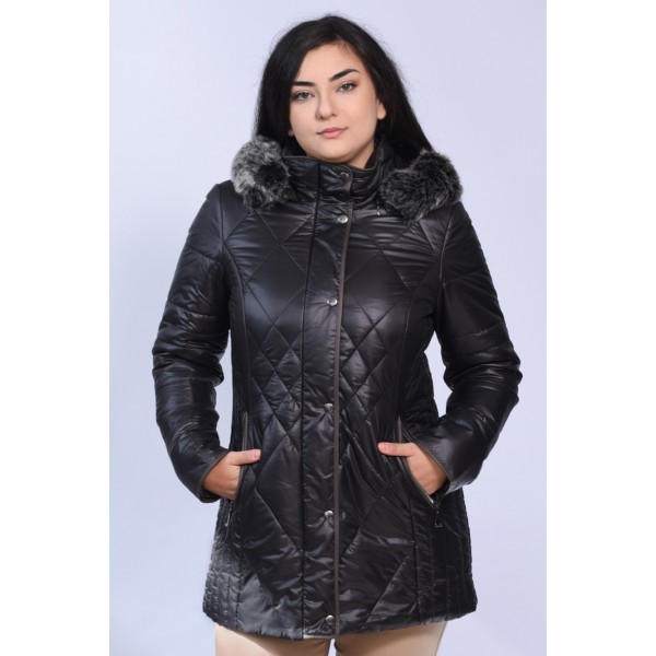 Μπουφάν μαύρο MicroCoat Μεγάλα Μεγέθη