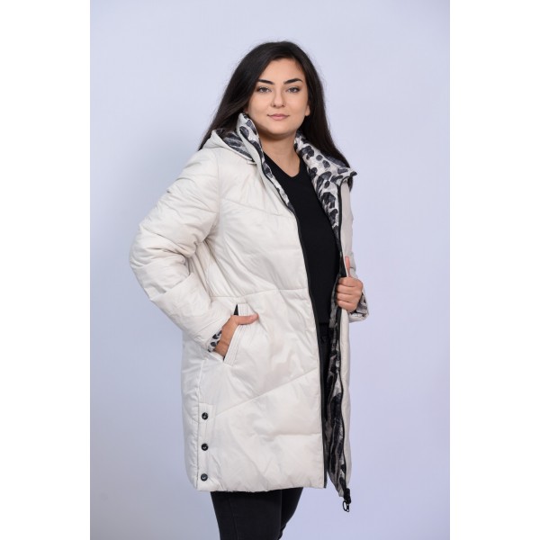 Μπουφάν εκρού-λεοπάρ (Double Face) Μπουφάν