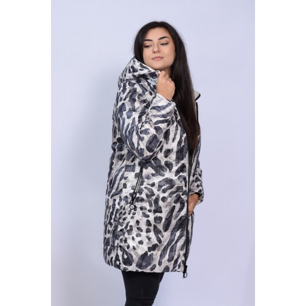 Μπουφάν εκρού-λεοπάρ (Double Face) Μπουφάν