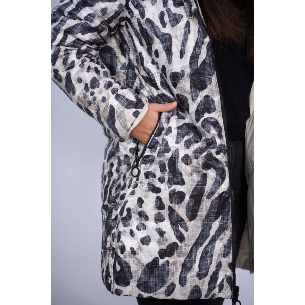 Μπουφάν εκρού-λεοπάρ (Double Face) Μπουφάν