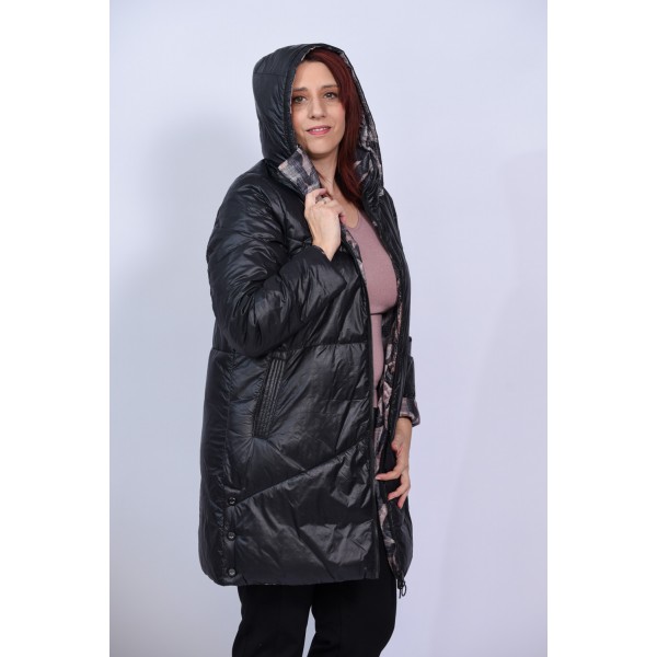 Μπουφάν μαύρο-λεοπάρ (Double Face) Μπουφάν