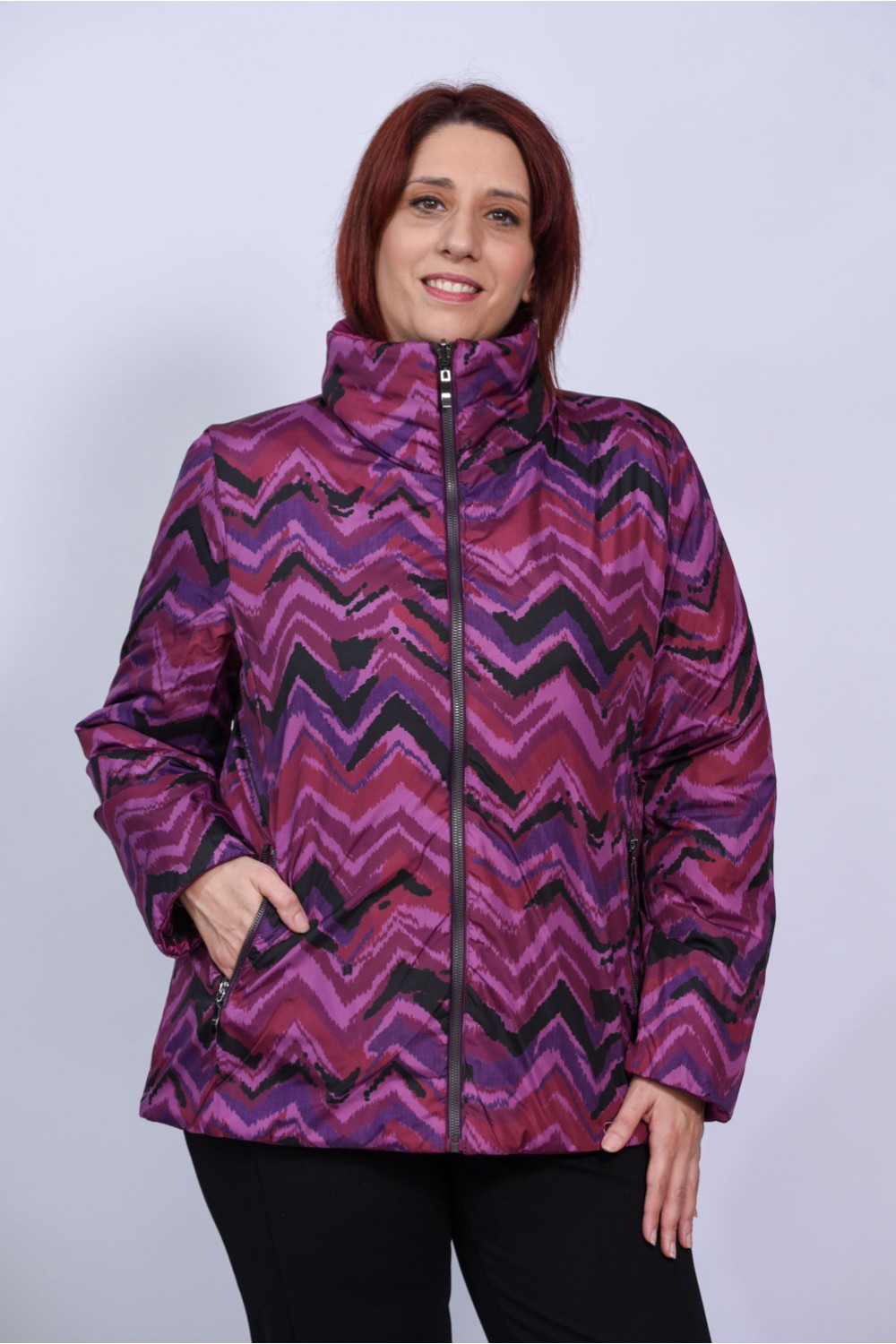 Μπουφάν βυσσινί Julianea (Double Face) Μπουφάν