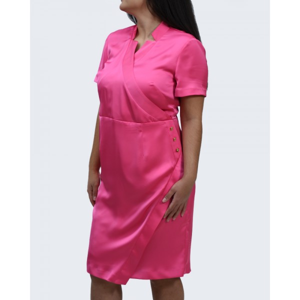 Φόρεμα φούξια με χρυσά κουμπιά Φορέματα