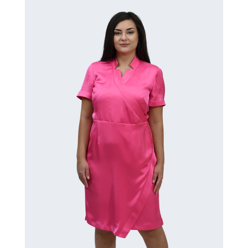 Φόρεμα φούξια με χρυσά κουμπιά Φορέματα