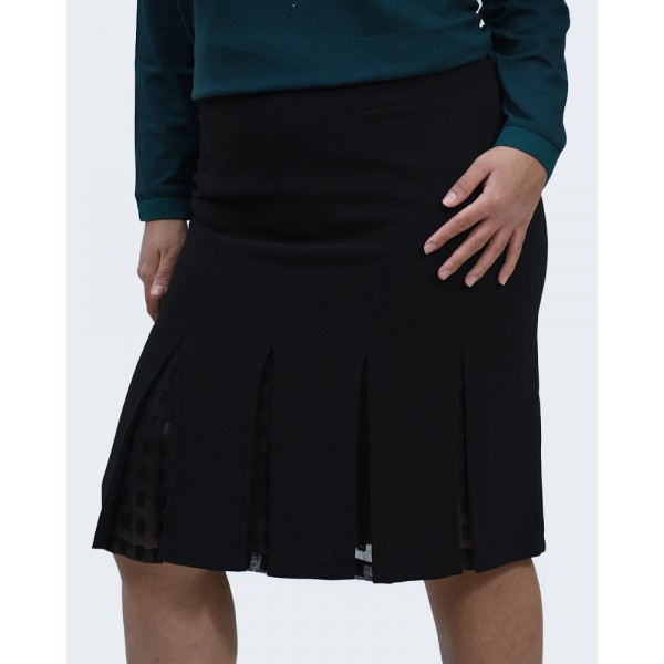 Φούστα μαύρη με πιέτες και σχέδιο Φούστες