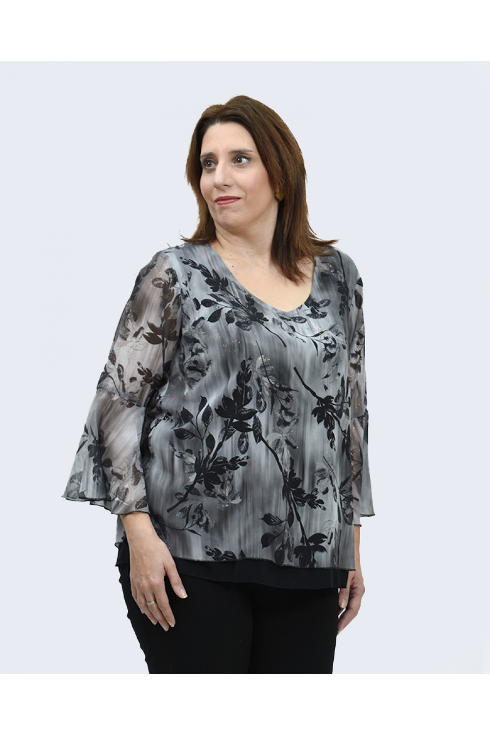 Μπλούζα εμπριμέ γκρι Μπλούζες