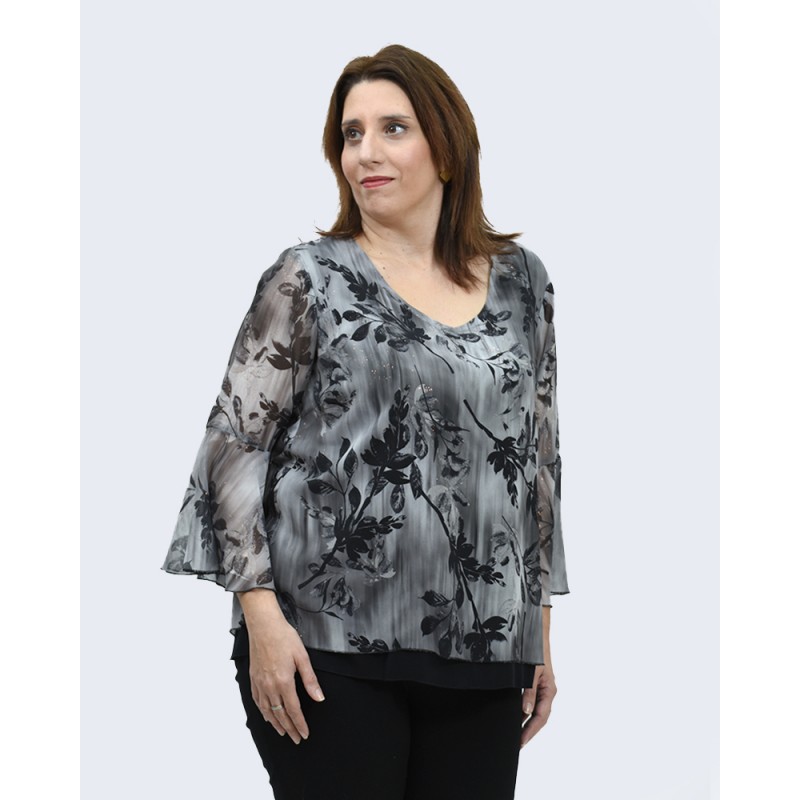 Μπλούζα εμπριμέ γκρι