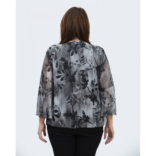 Μπλούζα εμπριμέ γκρι Μπλούζες