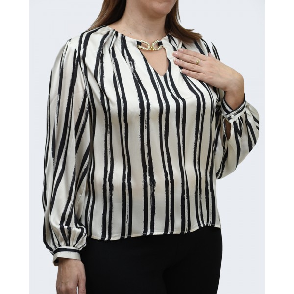 Μπλούζα εκρού ριγέ Μπλούζες