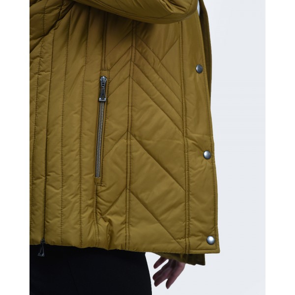 Μπουφάν MicroCoat μουσταρδί με κουκούλα Μπουφάν