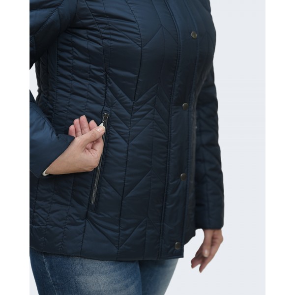 Μπουφάν MicroCoat μπλε με γούνα γιακά Μπουφάν