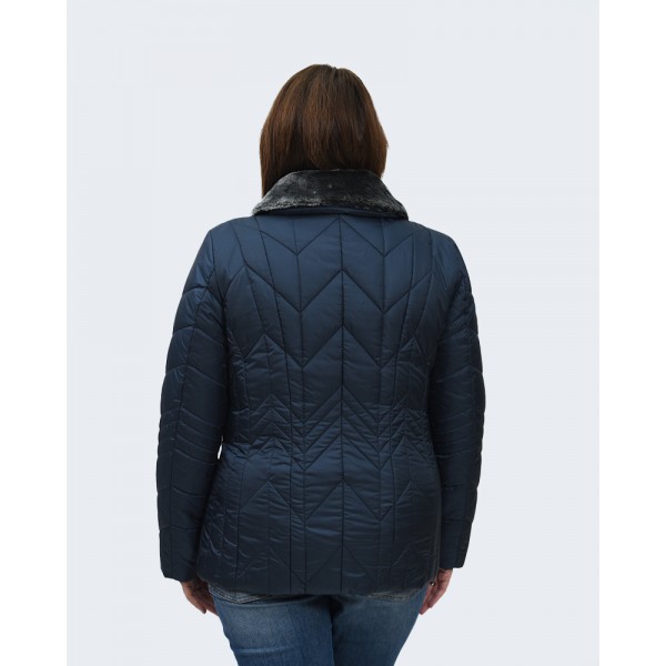 Μπουφάν MicroCoat μπλε με γούνα γιακά Μπουφάν