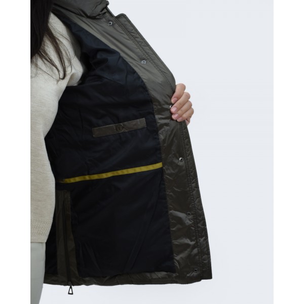 Μπουφάν MicroCoat με κουκούλα λαδί Μπουφάν