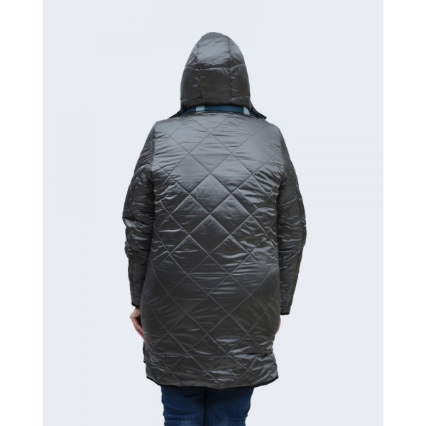 Μπουφάν γκρι-καρό (Double Face) Μπουφάν