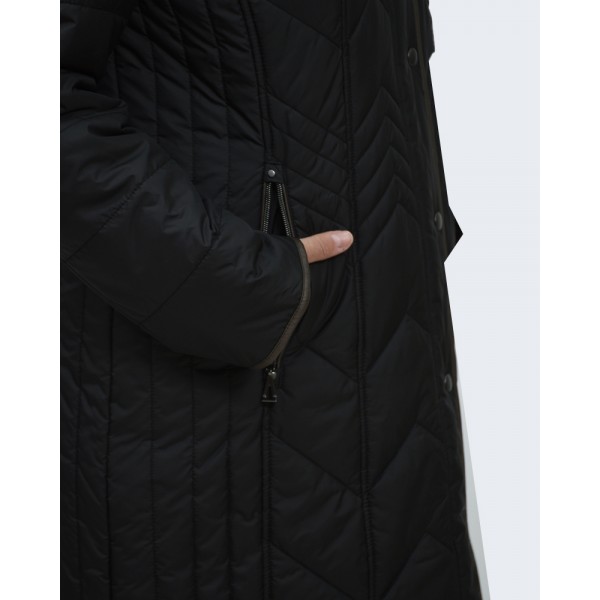 MicroCoat μπουφάν μακρύ μαύρο με γούνα Μπουφάν