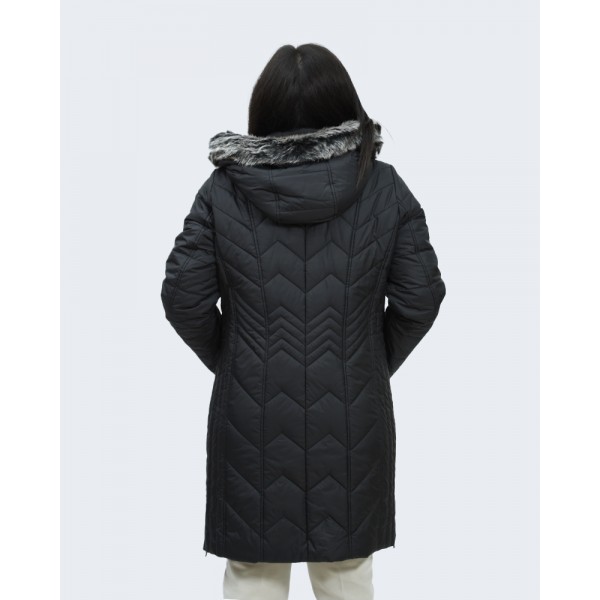 MicroCoat μπουφάν μακρύ μαύρο με γούνα Μπουφάν