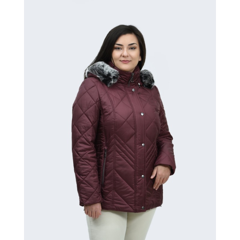 Μπουφάν MicroCoat μπορντό με κουκούλα