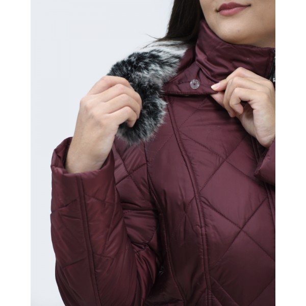 Μπουφάν MicroCoat μπορντό με κουκούλα Μπουφάν