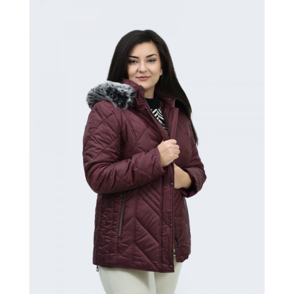 Μπουφάν MicroCoat μπορντό με κουκούλα Μπουφάν