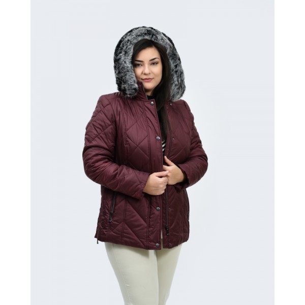 Μπουφάν MicroCoat μπορντό με κουκούλα Μπουφάν