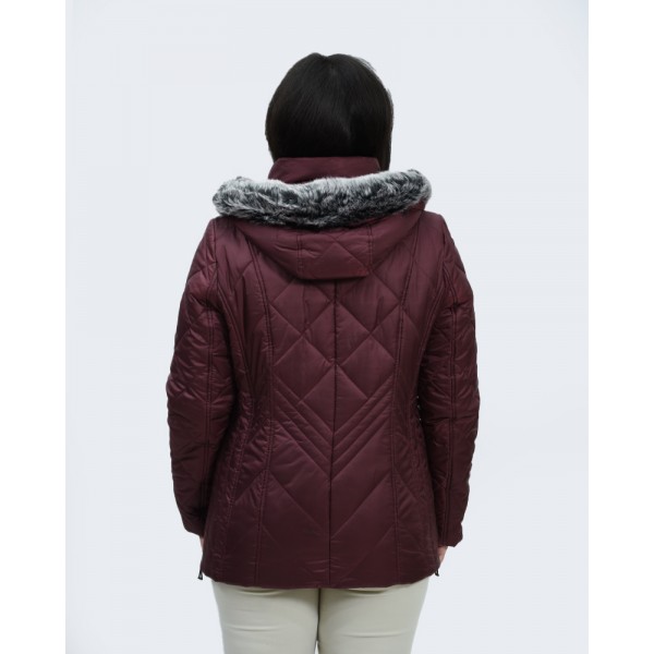 Μπουφάν MicroCoat μπορντό με κουκούλα Μπουφάν