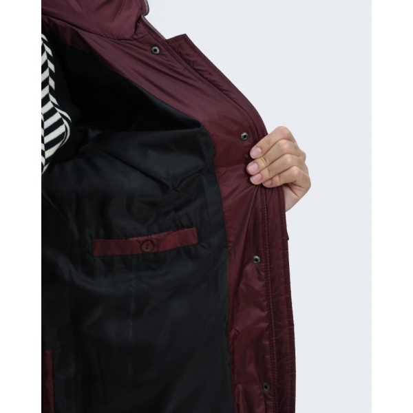 Μπουφάν MicroCoat μπορντό με κουκούλα Μπουφάν