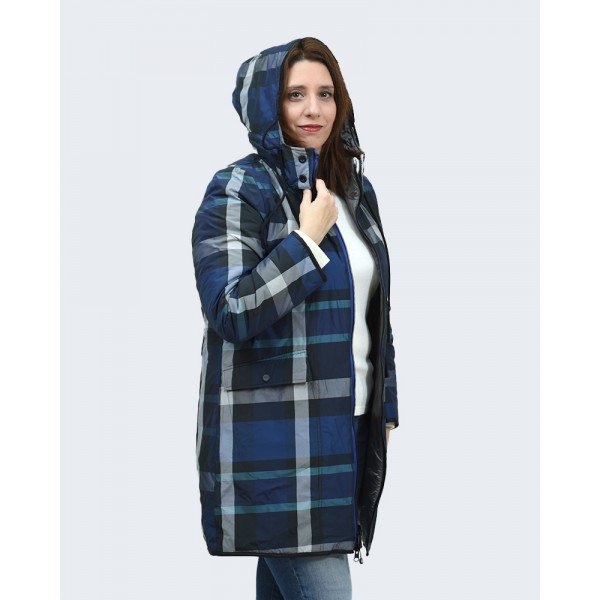 Μπουφάν γκρι-καρό (Double Face) Μπουφάν