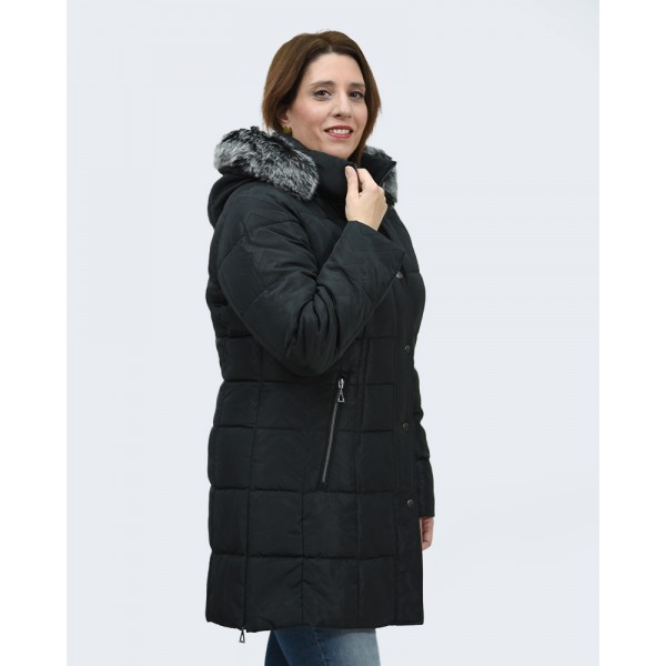 MicroCoat μπουφάν μακρύ μαύρο με λεπτομέρειες  Μπουφάν