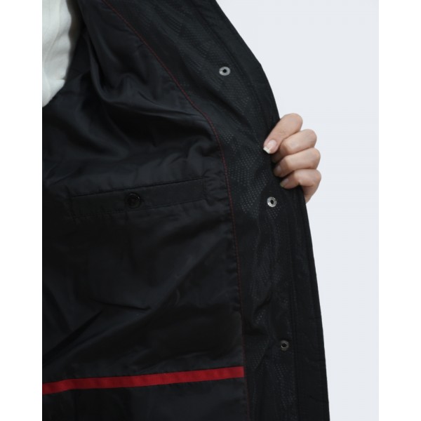 MicroCoat μπουφάν μακρύ μαύρο με λεπτομέρειες  Μπουφάν