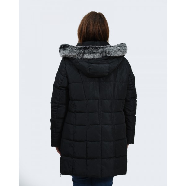 MicroCoat μπουφάν μακρύ μαύρο με λεπτομέρειες  Μπουφάν