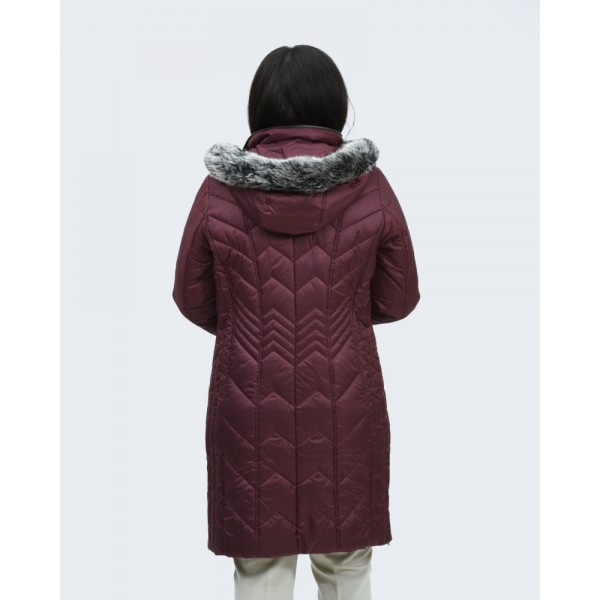 MicroCoat μπουφάν μακρύ μπορντό με γούνα Μπουφάν