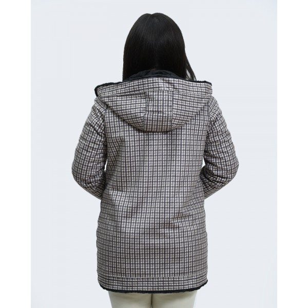 Γούνα μαύρη- καρό (Double Face) Πανωφόρια