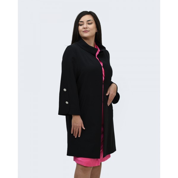 Μαντό μαύρο με ασημένια κουμπιά 