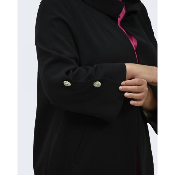 Μαντό μαύρο με ασημένια κουμπιά 