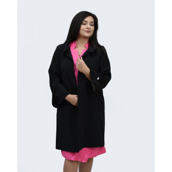 Μαντό μαύρο με ασημένια κουμπιά 