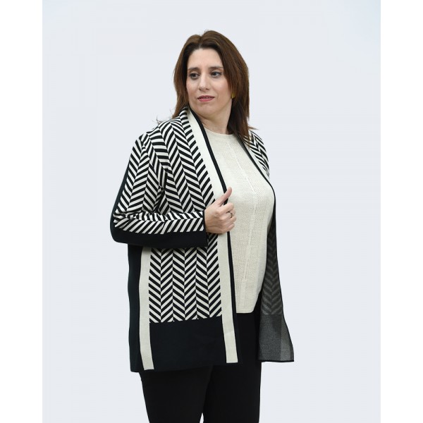 Ζακέτα μαύρη με εκρού Πανωφόρια