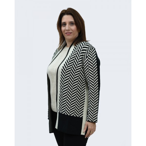 Ζακέτα μαύρη με εκρού Πανωφόρια