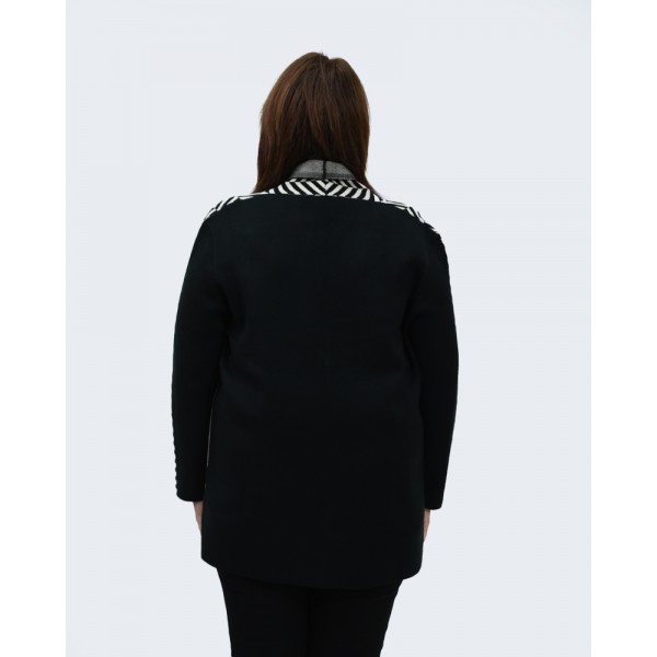 Ζακέτα μαύρη με εκρού Πανωφόρια