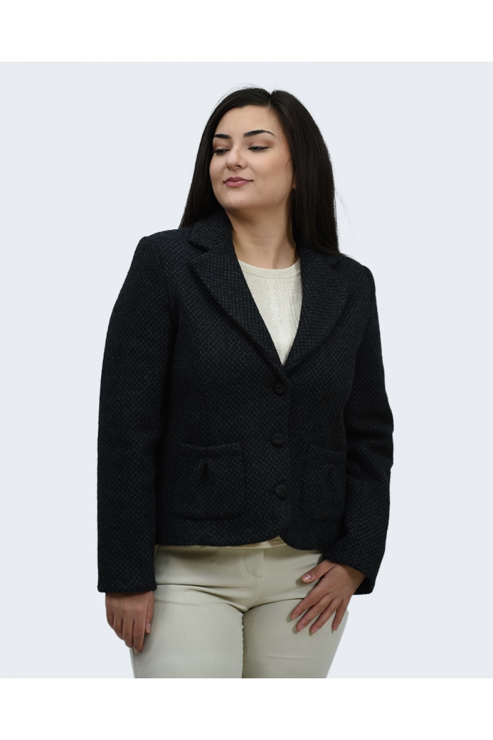 Μαύρη με ανθρακί ζακέτα Πανωφόρια
