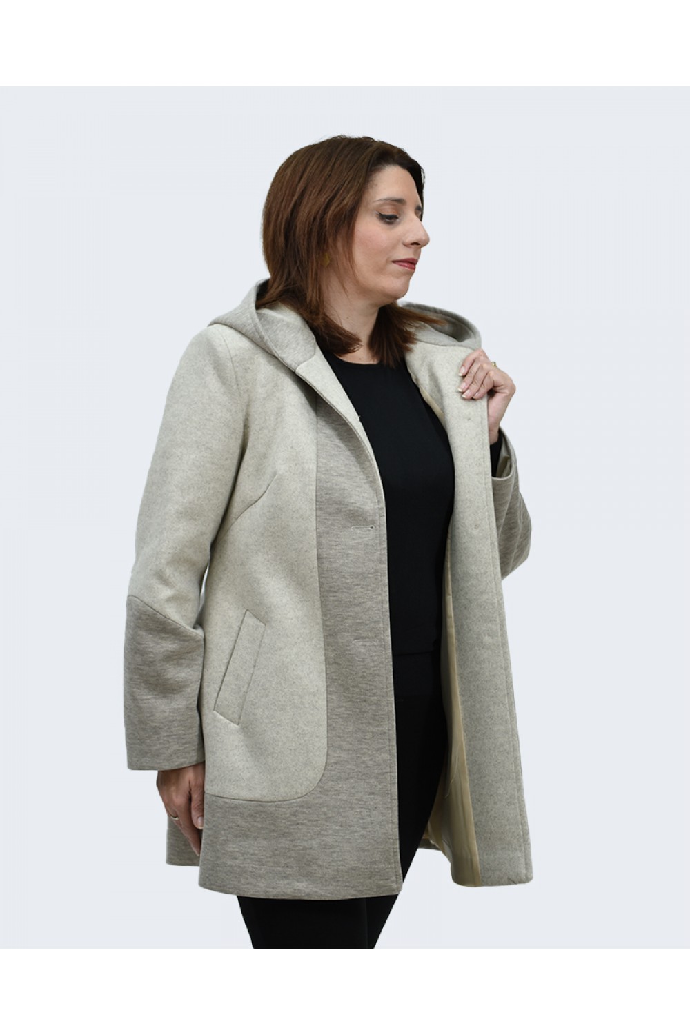 Ημίπαλτο εκρού δίχρωμο Πανωφόρια