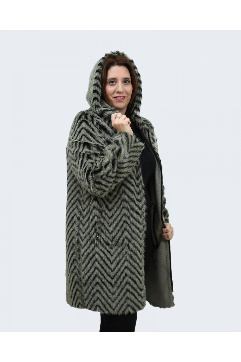 Γούνα γκρι (Double Face) Πανωφόρια