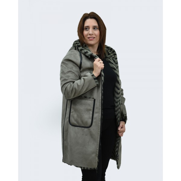 Γούνα γκρι (Double Face) Πανωφόρια