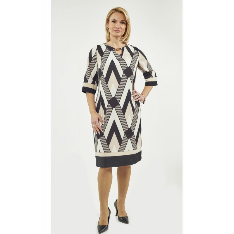 Φόρεμα ASSY εκρού με μαύρο 